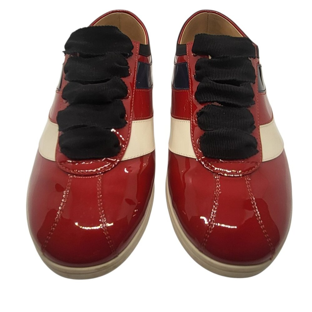 Gucci Men’s Falacer Hebron Web Patent Leather. U.S Size 6 Red Multi